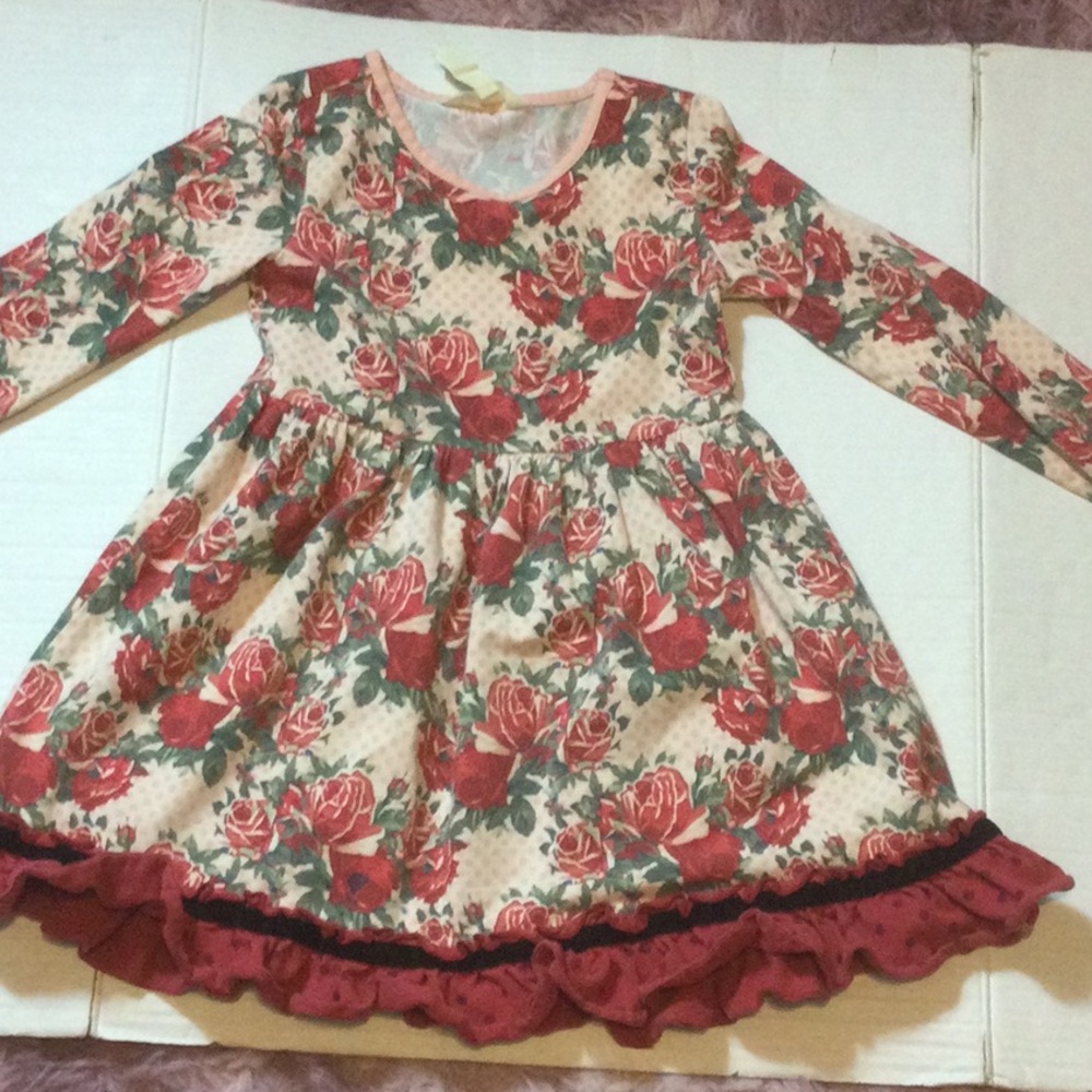 Matilda Jane Red Rose Print Long Sleeve Dress